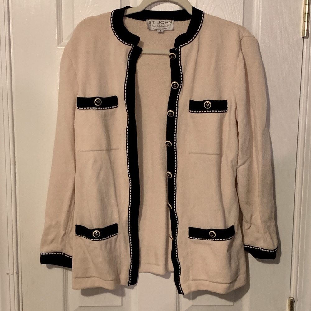 St. John’s Collection Cream and Black Cardigan